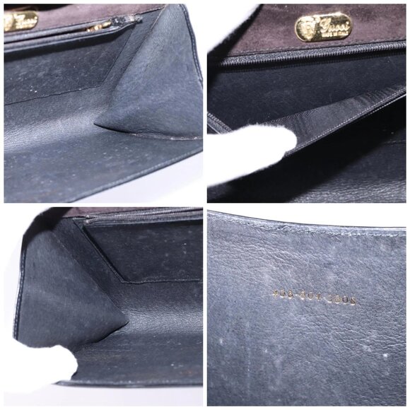 GUCCI Shoulder Bag Enamel Black Gold Auth - Picture 15 of 16